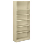 HON Metal Bookcase, Six-Shelf, 34.5w x 12.63d x 81.13h, Putty (HONS82ABCL) View Product Image