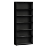 HON Metal Bookcase, Six-Shelf, 34.5w x 12.63d x 81.13h, Black (HONS82ABCP) View Product Image