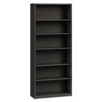 HON Metal Bookcase, Six-Shelf, 34.5w x 12.63d x 81.13h, Charcoal View Product Image