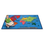 Carpets for Kids KID$Value Plus World Map Design Rug - 12 ft Length x 96" Width - CPT9686 Product Image 