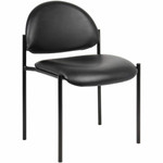 Lorell Reception Guest Chair - Vinyl Back Material - Tubular Steel Frame Material - Four-legged Base - Black Product Image 