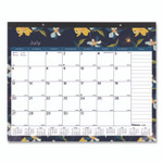 Academic 18-Month Desk Pad Calendar, Floral Artwork, 22 x 17, White/Multicolor Sheets, Black Headband, July 2025 to Dec 2026 Product Image 
