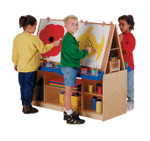 Jonti-Craft Rainbow Accents Multi-Station Art Center - Baltic Stand - Floor Standing - Wheels, Durable, Laminated, Easy to Clean, Rounded Corner, Removable Easel, Storage Shelf, Yellowing Resistant - JNT0294JC Product Image 
