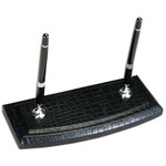Dacasso Crocodile Embossed Black Leather Pen Stand - Leather, Velveteen - DACA2212 Product Image 