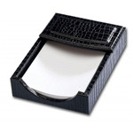 Dacasso Crocodile Embossed Black Leather Memo Holder - Support 4" x 6" Media - DACA2209 Product Image 