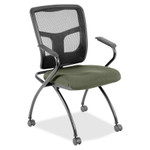 Lorell Mesh Back Nesting Training/Guest Chairs - Shire Sage Seat Color - Fabric Seat Material - Powder Coated Frame Color - Metal Frame Material - LLR8437485 Product Image 