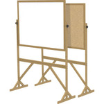 Ghent Reversible Cork Bulletin Board/Whiteboard with Wood Frame - 48" (4 ft) Width x 36" (3 ft) Height - Natural White Cork Surface - GHERMK34 Product Image 