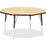Berries Berries Elementary Height Color Top Octagon Table - Gray Octagonal Top - Four Leg Base - 4 Legs - Height Adjustable - 15" to 24" Adjustment x 1.13" Table Top Thickness x 48" Table Top Diameter - JNT6428JCE011 Product Image 