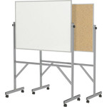 Ghent Reversible Cork Bulletin Board/ Non-Magnetic Whiteboard with Aluminum Frame - 48" (4 ft) Width x 36" (3 ft) Height - Natural White Surface - GHEARMK34 Product Image 