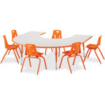 Jonti-Craft Berries Prism Horseshoe Student Table - Laminated Horseshoe-shaped, Gray Top - Four Leg Base - 4 Legs - Height Adjustable - 24" to 31" Adjustment - 66" Table Top Length x 60" Table Top Width x 1.13" Table Top Thickness - JNT6445JCA112 Product Image 