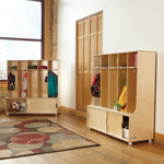 Jonti-Craft TrueModern 5-space Metal Coat Hook Cubbie Locker - 5 Compartment(s) - 50" Height x 48.50" Width x 17.50" Depth - Hanging Hook, Sliding Door, Durable, Rounded Corner - JNT1720JC Product Image 