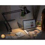 Bostitch Swing Arm Desk Lamp with Clamp, Black - 9 W LED Bulb - Swivel Arm, Flicker-free, Glare-free Light, Durable, Eco-friendly - 700 lm Lumens - Metal - BOSVLF100 Product Image 