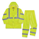 Ergodyne GloWear 8376K Hi-Vis Rain Suit Kits - Medium - Rain Protection - Snap/Zipper Closure - 3 Pocket(s) - EGO25433 Product Image 