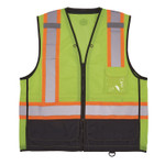 Ergodyne 8251HDZ-BK 2-Tone Hi-Vis Safety Vests - Large/Extra Large - Zipper Closure - Polyester Mesh, Polyester - Lime - EGO23035 Product Image 