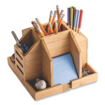 Officemate Bamboo Rotary Desktop Organizer - 9 Compartment(s) - 6.30" Height x 13" Width x 8.80" Depth - OIC71007 Product Image 