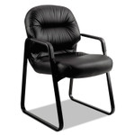 HON Pillow-Soft 2090 Series Guest Arm Chair, Leather Upholstery, 31.25" x 35.75" x 36", Black Seat, Black Back, Black Base View Product Image