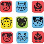 Flipside Student Animal Whiteboard Eraser Set - Assorted - Square - EVA Foam - 2" Width x 2" Height x 2" Length - 12 / Pack Product Image 