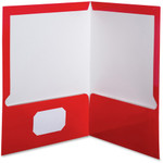 Oxford Letter Pocket Folder - 8 1/2" x 11" - 100 Sheets Capacity - 2 Pocket(s) - Red - Laminated, High Gloss, Soil Resistant, Moisture Resistant, Die-cut Product Image 