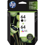 HP 64 (X4D92AN) Original High Yield Inkjet Ink Cartridge - Black, Tri-color - 2 / Pack Product Image 
