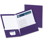 Oxford Letter Pocket Folder - 8 1/2" x 11" - 100 Sheets Capacity - 2 Pocket(s) - Purple - Laminated, High Gloss, Soil Resistant, Moisture Resistant, Die-cut Product Image 