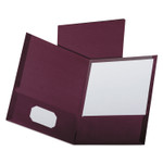 Oxford Linen Finish Twin Pocket Folders, 100-Sheet Capacity, 11 x 8.5, Burgundy, 25/Box (OXF53441) View Product Image