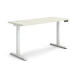 HON Coordinate Height Adjustable Desk Bundle 2-Stage, 58" x 22" x 27.75" to 47", Silver Mesh/Designer White Product Image 