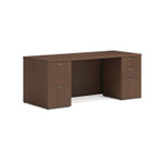 HON Mod Double Pedestal Desk Bundle, 72" x 30" x 29", Sepia Walnut Product Image 