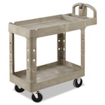 Rubbermaid Commercial Utility Cart, Plastic, 2 Shelves, 500 lb Capacity, 17.25" Wide, Beige Product Image 