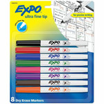 EXPO Low-Odor Dry-Erase Marker, Extra-Fine Bullet Tip, Assorted Colors, 8/Set Product Image 
