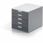 DURABLE VARICOLOR 5 - 5 Drawer(s) - 11" Height x 11.50" Width x 14" Depth - Label Holder, Stackable, Non-slip Feet - Gray - Acrylonitrile Butadiene Styrene (ABS) Product Image 