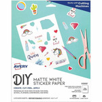Avery Matte White Sticker Project Paper - Letter - 8 1/2" x 11" - Matte - Printable, Removable Adhesive, Die-cut, Repositionable, Lignin-free, Easy to Cut, Acid-free, PVC-free - White - AVE53202 Product Image 