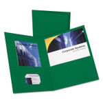 Oxford Twin-Pocket Folder, Embossed Leather Grain Paper, 0.5" Capacity, 11 x 8.5, Hunter Green, 25/Box View Product Image