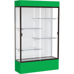 Waddell Lighted Floor Case, White Back w/ Dark Bronze Frame & Colored Base - 48" Width x 16" Depth x 80" Height - 4 x Shelf(ves) - Sliding Door(s) - 25 lb Load Capacity - WAD3174WBBZKG Product Image 