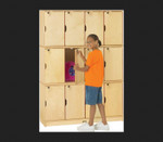 Jonti-Craft Triple Stack Children's Stacking Lockers - 48.5" Width x 15" Depth x 67" Height - Stackable, Lockable, Sturdy, Key Lock, Kick Plate - Wood Grain - JNT4697JC Product Image 