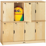 Jonti-Craft Double Stack 8-Section Student Lockers - 48.5" Width x 15" Depth x 45.5" Height - Stackable, Lockable, Sturdy, Key Lock, Kick Plate - Wood Grain - JNT4696JC Product Image 