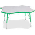 Jonti-Craft Berries Elementary Height Prism Four-Leaf Table - Green, Laminated Top - Four Leg Base - 4 Legs - Height Adjustable - 15" to 24" Adjustment x 1.13" Table Top Thickness x 48" Table Top Diameter - JNT6453JCE119 Product Image 