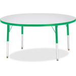 Jonti-Craft Berries Elementary Height Color Edge Round Table - Green Round Top - Four Leg Base - 4 Legs - Height Adjustable - 15" to 24" Adjustment x 1.13" Table Top Thickness x 48" Table Top Diameter - JNT6433JCE119 Product Image 