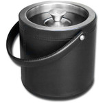 Dacasso Leather 3-Piece Ice Bucket Set - Leather, Stainless Steel Body - DACD1049 Product Image 