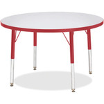 Jonti-Craft Berries Elementary Height Color Edge Round Table - Gray Round Top - Four Leg Base - 4 Legs - Height Adjustable - JNT6488JCE008 Product Image 