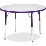 Jonti-Craft Berries Adult Height Color Edge Round Table - Laminated Round, Purple Top - Four Leg Base - 4 Legs - Height Adjustable - 24" to 31" Adjustment x 1.13" Table Top Thickness x 36" Table Top Diameter - JNT6488JCA004 Product Image 