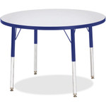 Jonti-Craft Berries Adult Height Color Edge Round Table - Blue Round, Laminated Top - Four Leg Base - 4 Legs - Height Adjustable - 24" to 31" Adjustment x 1.13" Table Top Thickness x 36" Table Top Diameter - JNT6488JCA003 Product Image 