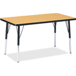 Jonti-Craft Berries Adult Height Color Top Rectangle Table - Black Oak Rectangle, Laminated Top - Four Leg Base - 4 Legs - Height Adjustable - 24" to 31" Adjustment - JNT6478JCA210 Product Image 