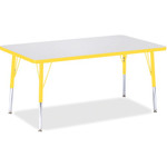 Jonti-Craft Berries Elementary Height Color Edge Rectangle Table - Gray Rectangle Top - Four Leg Base - 4 Legs - Height Adjustable - 15" to 24" Adjustment - JNT6473JCE007 Product Image 