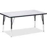 Berries Berries Elementary Height Color Edge Rectangle Table - Gray Rectangle Top - Four Leg Base - 4 Legs - Height Adjustable - 15" to 24" Adjustment - JNT6473JCE180 Product Image 
