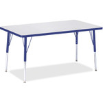 Jonti-Craft Berries Adult Height Color Edge Rectangle Table - Blue Rectangle, Laminated Top - Four Leg Base - 4 Legs - Height Adjustable - 24" to 31" Adjustment - JNT6473JCA003 Product Image 