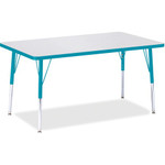 Jonti-Craft Berries Adult Height Color Edge Rectangle Table - Laminated Rectangle, Teal Top - Four Leg Base - 4 Legs - Height Adjustable - 24" to 31" Adjustment - JNT6473JCA005 Product Image 