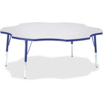 Jonti-Craft Berries Elementary Height Prism Six-Leaf Table - Blue, Laminated Top - Four Leg Base - 4 Legs - Height Adjustable - 15" to 24" Adjustment x 1.13" Table Top Thickness x 60" Table Top Diameter - JNT6458JCE003 Product Image 