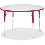 Berries Berries Adult Gray Laminate Round Table - Gray Round Top - Four Leg Base - 4 Legs - Height Adjustable - JNT6468JCA008 Product Image 
