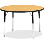 Jonti-Craft Berries Adult Height Color Top Round Table - Black Oak Round, Laminated Top - Four Leg Base - 4 Legs - Height Adjustable - 24" to 31" Adjustment x 1.13" Table Top Thickness x 42" Table Top Diameter - JNT6468JCA210 Product Image 