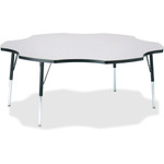 Jonti-Craft Berries Prism Six-Leaf Student Table - Black, Laminated Top - Four Leg Base - 4 Legs - Height Adjustable - 24" to 31" Adjustment x 1.13" Table Top Thickness x 60" Table Top Diameter - JNT6458JCA180 Product Image 